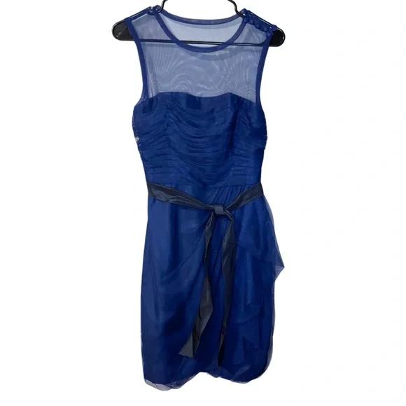 White by Vera Wang | Dresses | White By Vera Wang Bobbin Bridesmaid Dress  Size 6 Midnight Blue Illusion Neck | Poshmark